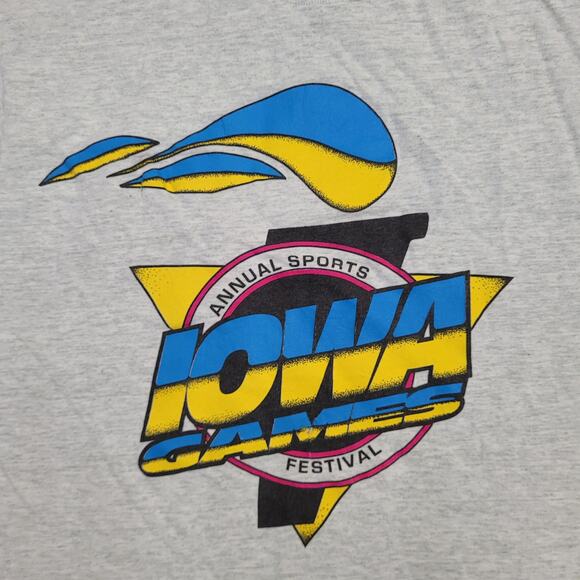 Vintage 90s IOWA Games Festival Shirt Womens Large 20x27 USA - Picture 12 of 13